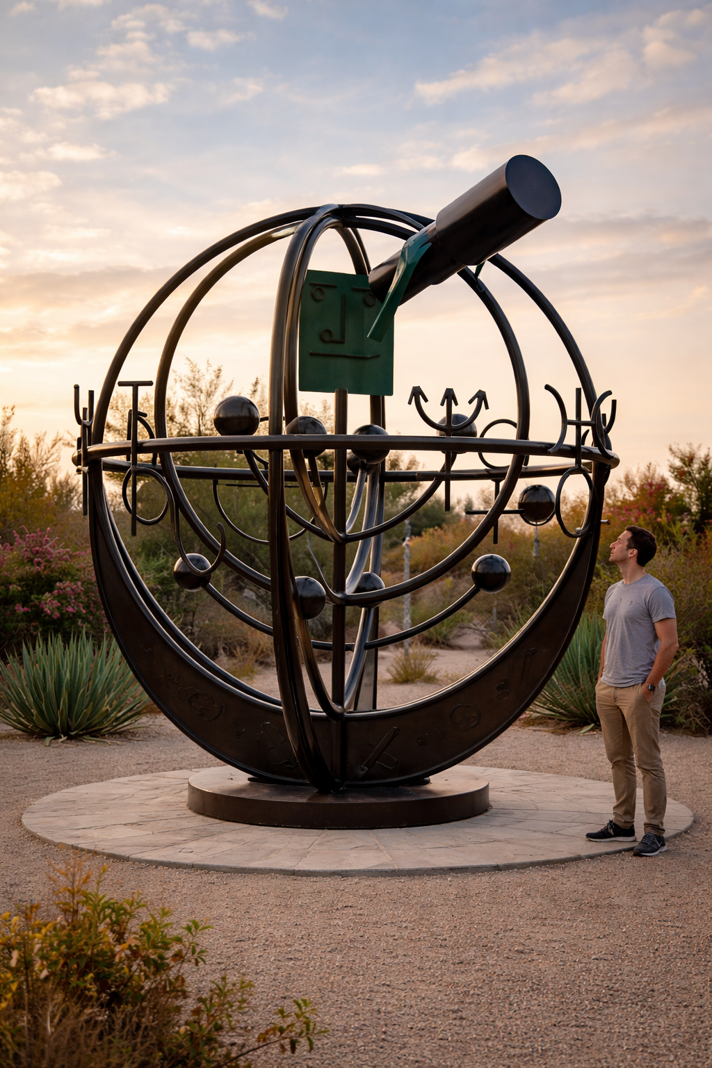 Al Sadeem Observatory armillary sphere at sunset